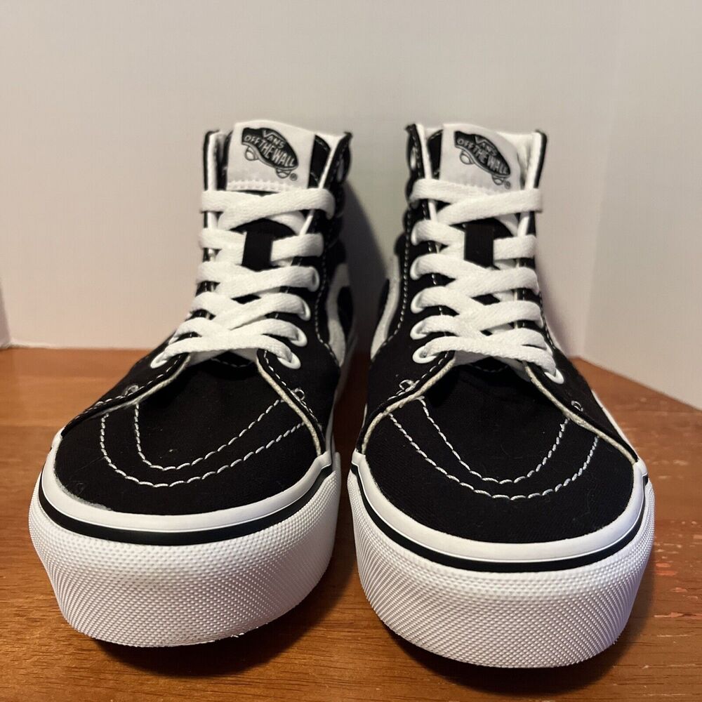 Vans Off‎ The Wall SK8 Hi Kids 3 Sneakers Filmore Black Canvas High Tops Shoes - Picture 2 of 9